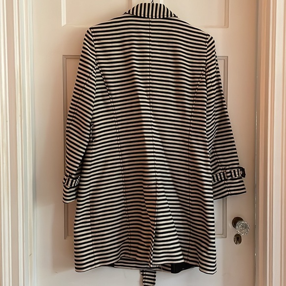Loft Striped Trench Coat Petite Large - Picture 7 of 7